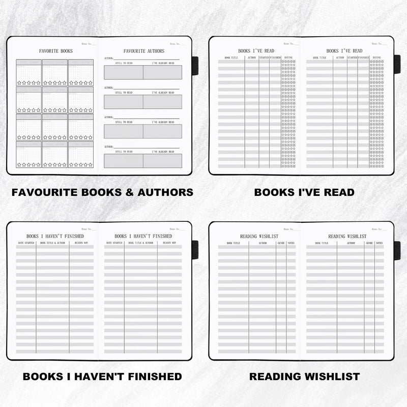 SIMSIMY Reading Journal with 104 Book Reviews - Book Journal for Lovers & Readers - Reading Tracker & List Challenge  A5  Gray - Image 4
